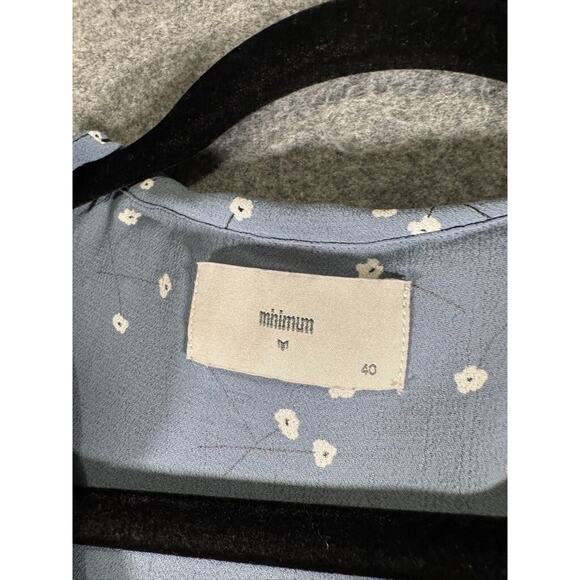 Minimum Dress Women 40 Medium Blue Floral chiffon V Neck Mini Long Sleeve Dainty - Picture 2 of 7